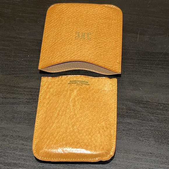 Vintage Genuine Pigskin Cigarette Case Circa 1930 Monogrammed w initials FHL EUC - Picture 5 of 11